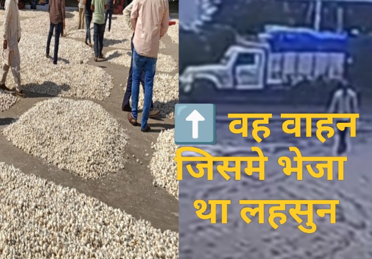 गुजरात भेजा ढाई लाख से अधिक का लहसुन व लोडिंग वाहन गायब