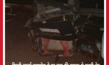 दिल्ली-मुबंई एक्सप्रेस-वे पर हादसा, कार ने पीछे से वेन को मारी टक्कर, महिला की मौत व छह घायल