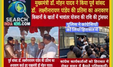 मुख्यमंत्री डॉ. मोहन यादव ने किया पूर्व सांसद डॉ. पांडेय की आदमकद प्रतिमा का अनावरण, किसानों के खातों में भावांतर योजना की राशि ट्रांसफर की, पुलिस ने कांग्रेसियों को लिया हिरासत में